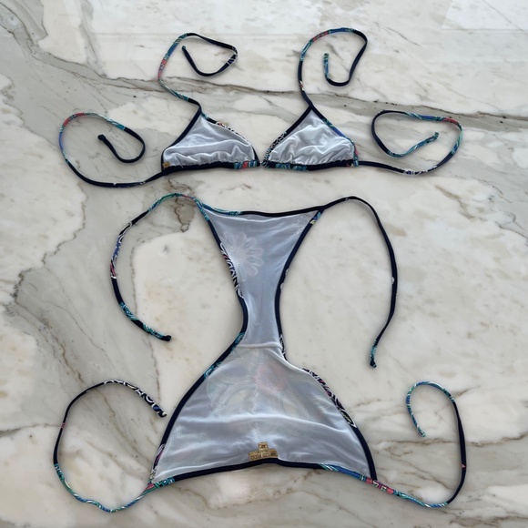 EMILIO PUCCI BLUE MULTI FLORAL BIKINI SIZE SIZE 42 / US 8 - Picture 14 of 16